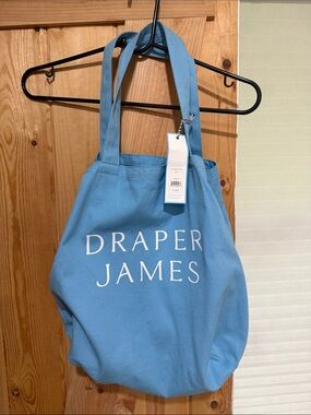 Draper James Sky Blue Canvas Tote with White Logo